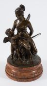 A 19th century bronze of Psyche and Cupid: Psyche semi-nude and teasing Cupid by hiding his bow
