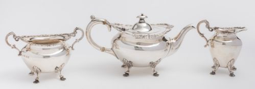 An Edward VII Scottish silver three-piece tea service, maker John Alexander Fettes, Glasgow,