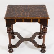 A walnut and laburnum oyster veneer inlaid rectangular occasional table:,