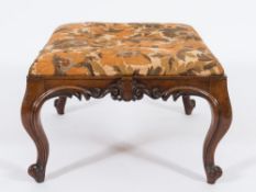 A Victorian carved rosewood stool:,