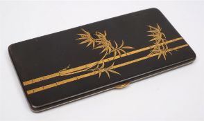 A Japanese Komai enamel cigarette case: of rectangular outline,