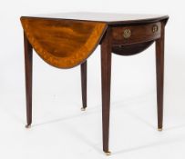 A George III mahogany and inlaid oval Pembroke table:,