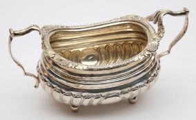 A George III silver twin-handled sugar basin, maker's mark illegible,