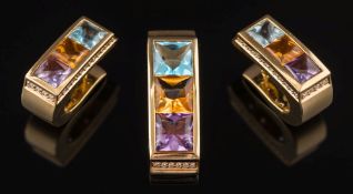 A modern 18ct gold, topaz,