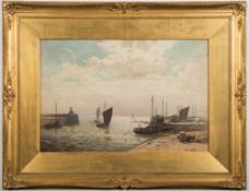 * John Ernest Aitken [1881-1957]- Pittenweem Harbour, Fife:- signed,