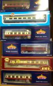 Bachmann, Airfix, and GMR, eighteen assorted passenger coaches: various liveries, all boxed.