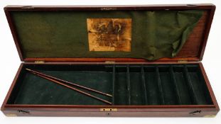 A 19th century mahogany and brass bound gun case:,