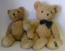 A modern pale plush teddy bear: 41cm. high together with another teddy bear. (2).