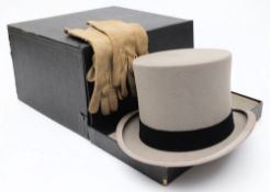 A grey felt top hat,