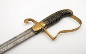 A 1796 pattern Light Infantry sword:, the single edged blade with single fuller,