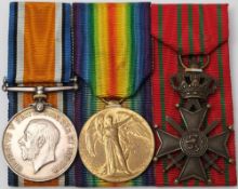 A WWI group of three 'M-205695 Pte M J Davis ASC':, War Medal, Victory Medal and Croix de Guerre.