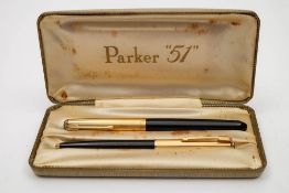 A Parker '51' fountain pen and ballpoint pen set in original box:,