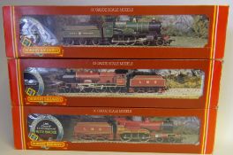 Hornby, a 4-4-0 locomotive No 1000 with six wheel tender: in LMS maroon livery,