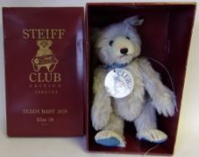 A Steiff club bear.Teddy Baby 1929 Blau 28: with badge, 30cm. high, boxed.