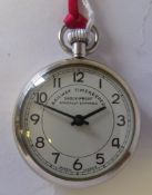 A 'railway timekeeper' stainless steel cased open faced pocket watch: with sunburst decoration to