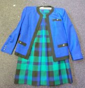 A 1980's Dereta jacket and matching skirt: the royal blue jacket with black facings and matching