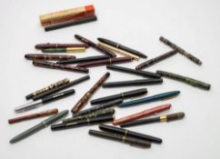 A collection of various fountain pens:, various makers including,Wyvern, Platignum and others,