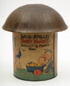 A 'Lucie Attwell's Fairy House biscuit money box' tin for William Crawford & Sons Ltd, Liverpool:,