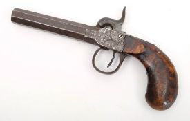 A 19th century Belgian percussion cap travelling pistol:,