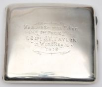 A WWI period silver cigarette case, Birmingham 1915,