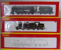 Hornby, a 2-10-0 locomotive No 92151 with six wheel tender: in BR black livery,
