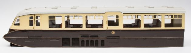 A good 3-inch gauge GWR double diesel railcar:, in GWR cream and brown with gold coachwork,