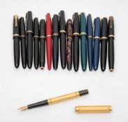 A collection of Parker Fountain pens:, including a green 'Vacumatic' a red 'Televisor',