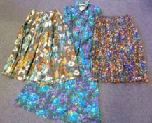 Origin, a Viyella floral pattern dress with matching belt: and two Viyella floral pattern skirts.