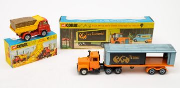 A Corgi 449 Bedford Tipper Truck and a 1100 Mack Truck with Trans-Continental Trailer:,