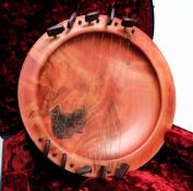 A handmade sounding bowl in fitted case together with a bongo and a 'High Spirits' woodwind