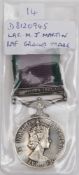 An Elizabeth II Campaign Service Medal 'D8120945 Lac M J Martin RAF' with Northern Ireland bar:.