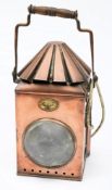 A 19th century copper ships lamp by Steam Drifters Stores Co Ltd Lowestoft:,