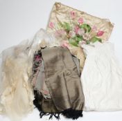 A collection of various lace and textiles:, comprising lace collars and cuffs,