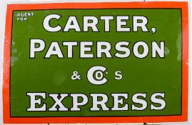 An early 20th century enamel advertising sign for - Carter Paterson and Co Express: white text on