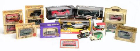 A collection of various vehicles including a Burago 1/24 scale Williams FW14,