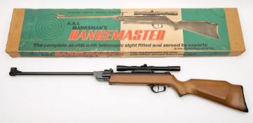 An ASI Marksman's Rangemaster .22 calibre air rifle with 4x20 telescopic sight in original box:.