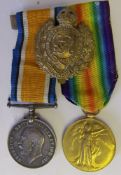 A World War One pair to 220066 Dvr. C.J.Cass. R.E.:, together with a Royal Engineer's cap badge.