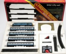 A Hornby 'Inter-city set' in original box:, in BR livery with Co-Co Diesel loco and carriages.