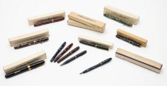 Seven Conway Stewart fountain pens in boxes, various models,