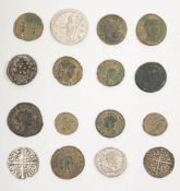 A small collection of Roman and other coins:, including a Roman silver Denarius 204AD,