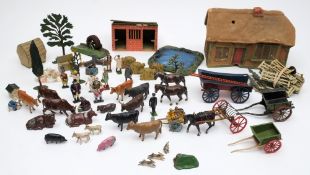 A large collection of Britains farm animals, figures, machinery and accessories:,
