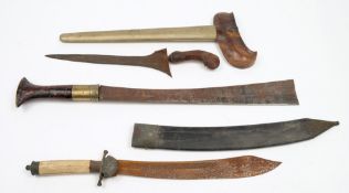 A Malayan Kris together with two Burmese style short swords:,
