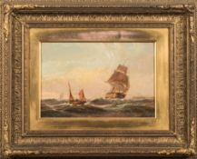 WITHDRAWN George Gregory [1849-1938]- Sunset over a harbour at low tide: A busy shipping lane- two,