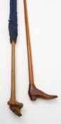 An early 20th century carved frog handled parasol by Brigg, London,