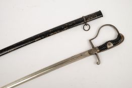 An Imperial German officer's dress sword:, the slightly curved fullered blade with double langets,