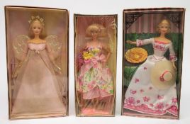'Spring Petals Barbie', special edition 'Angelic Harmony Barbie',' and ' Victorian Tea Barbie':,