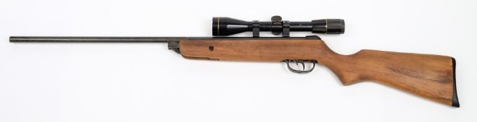 A BSA Meteor .22 calibre air rifle mounted with a Gold Crown 4 x 40 telescopic sight:.