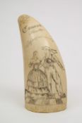 A 19th century German scrimshaw decorated tooth:,