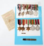 Two WWII groups of five:, one with annotated Army Council list annotated '16067' the other unnamed.