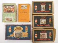 Five GWR jigsaw puzzles by Chad Valley:, comprising - 'Springtime in Devon', 'Warwick Castle',